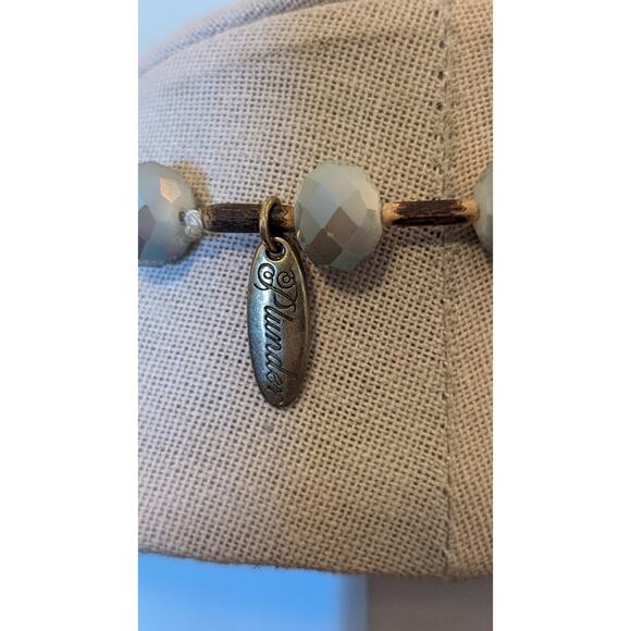 Plunder Designs Wood Smokey Blue Faceted Glass Crystal Bead Long Strand Necklace - Picture 4 of 5